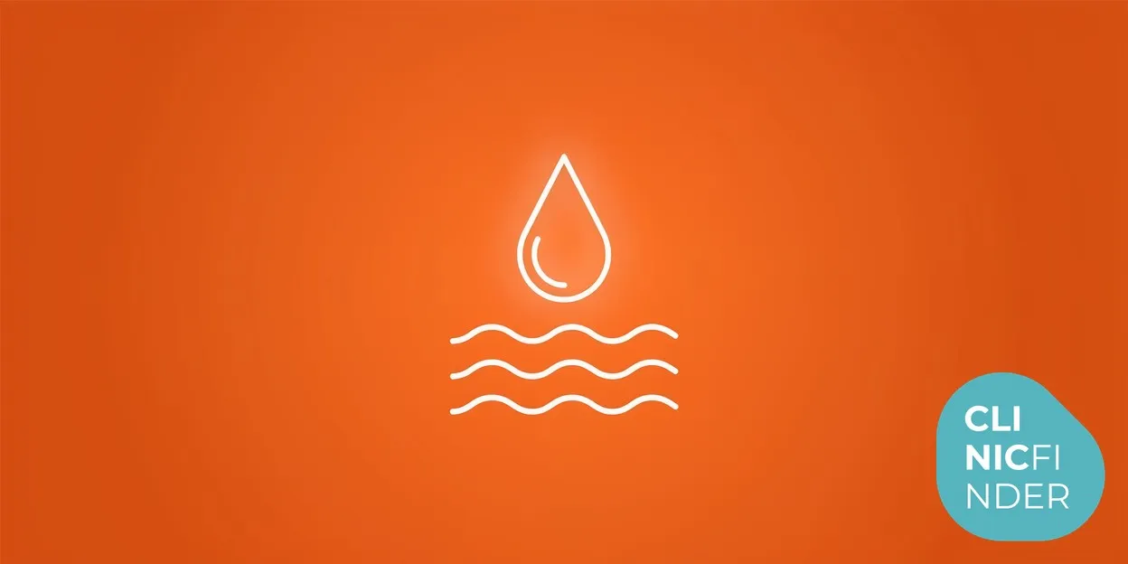 White line-art illustration of a single liquid droplet above three stacked skin layers, symbolising a chemical peel reaching different depths